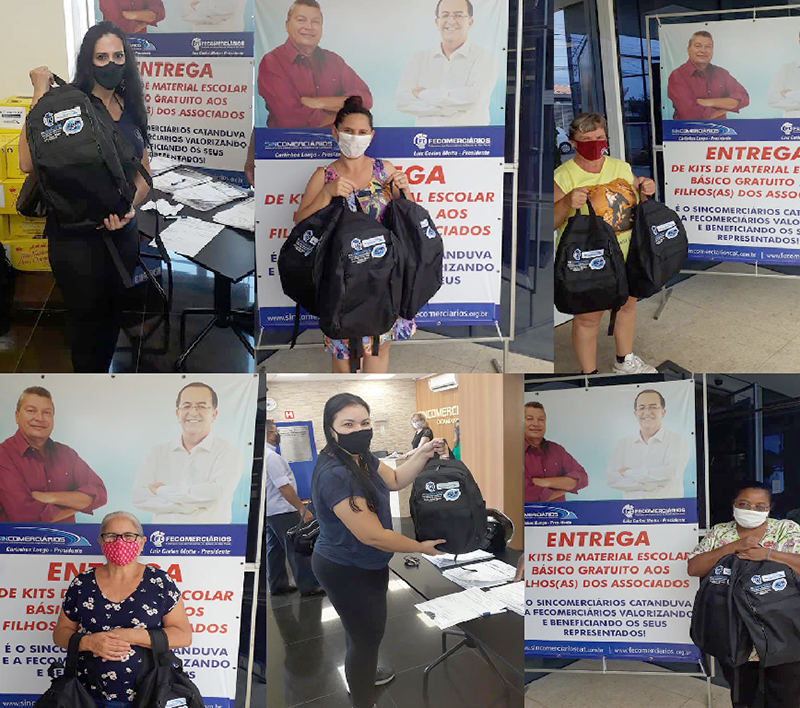 Sincomerciários Catanduva começou a entregar kits escolares gratuitos nesta segunda 